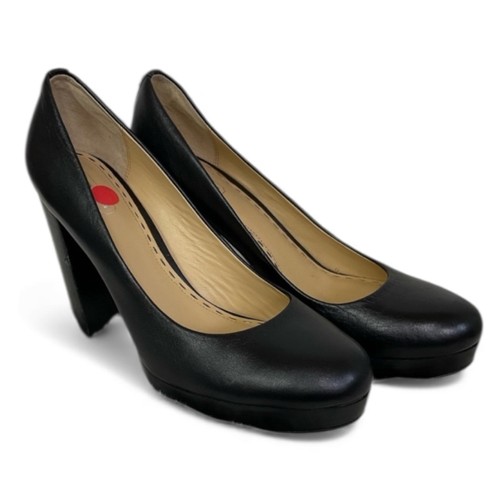 Coach Graphite Tonianne Black Leather Slip On Pump High Platform Heels 8.5 B